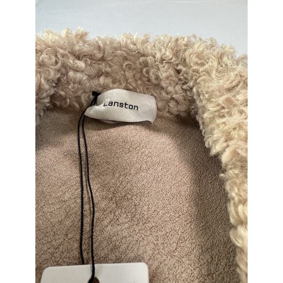 Lanston Sherling Trench Coat Sand Beige XS NWT Teddy Faux Shearling Long - Picture 7 of 9